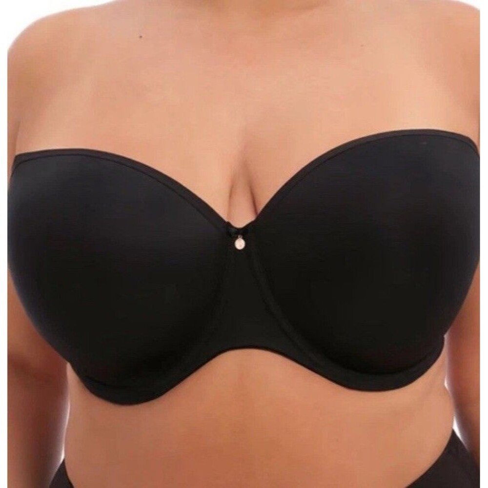 Elomi Women's 42I Plus Size Bra Smooth Black Underwire T-Shirt 4300 Strapless